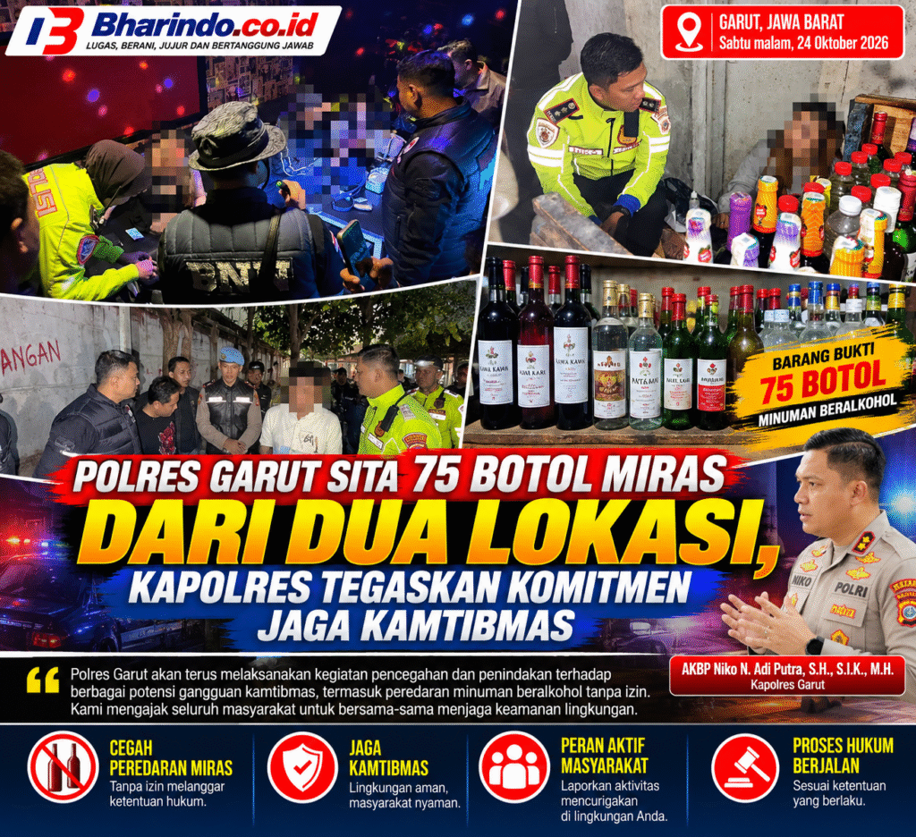 Kolase Berita Sitaan 75 Botol Miras